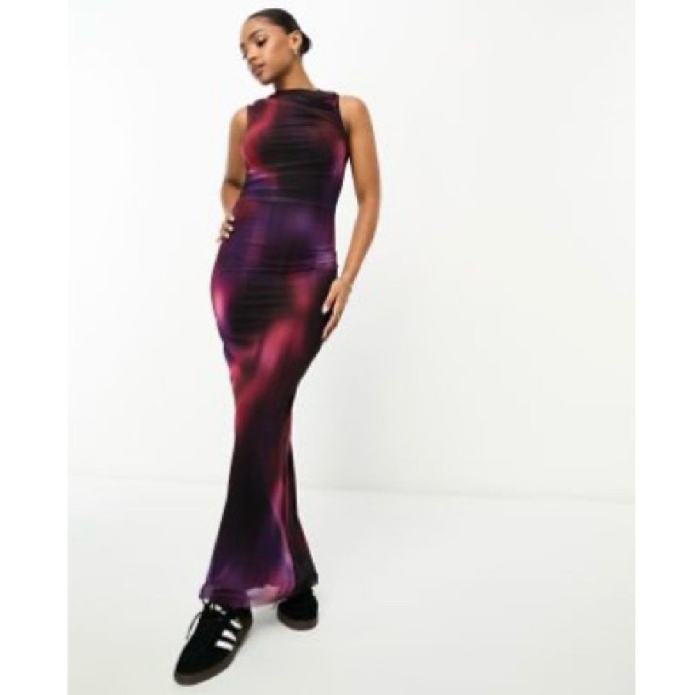 Pull&Bear Purple Ombre Mesh Dress
